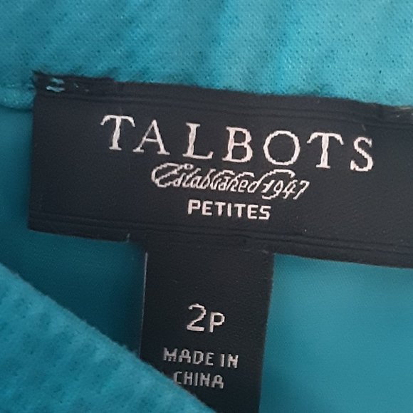 Talbot's Turquoise Blue Cotton Stretch Sleeveless Shift Dress | Size 2P - Picture 12 of 13